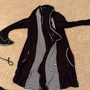 Black and White Striped Cardigan